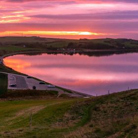 Toppen af Hanklit-solnedgang